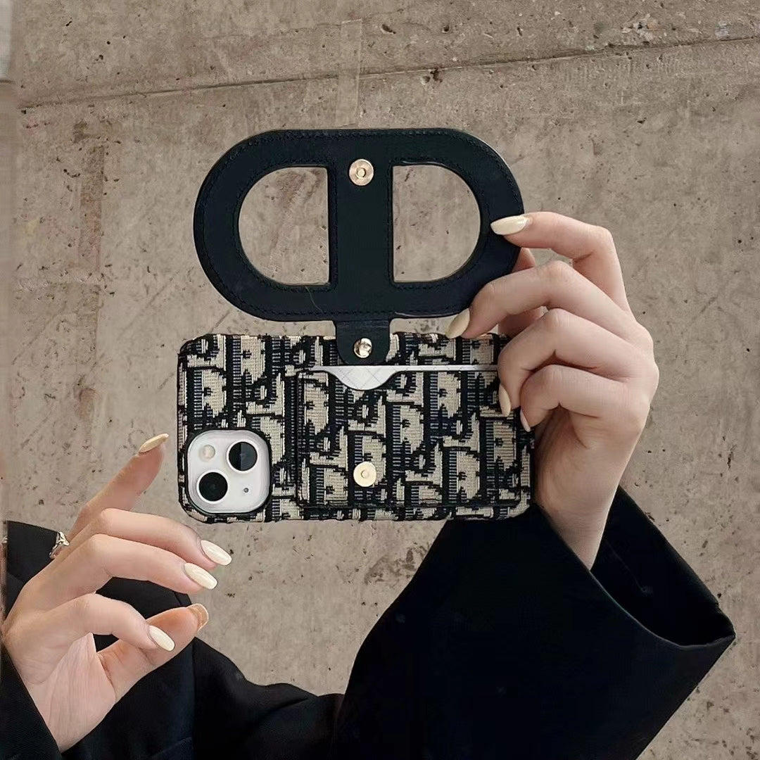 Back view of the Dior Iconic Luxury iPhone Case showcasing the card slot