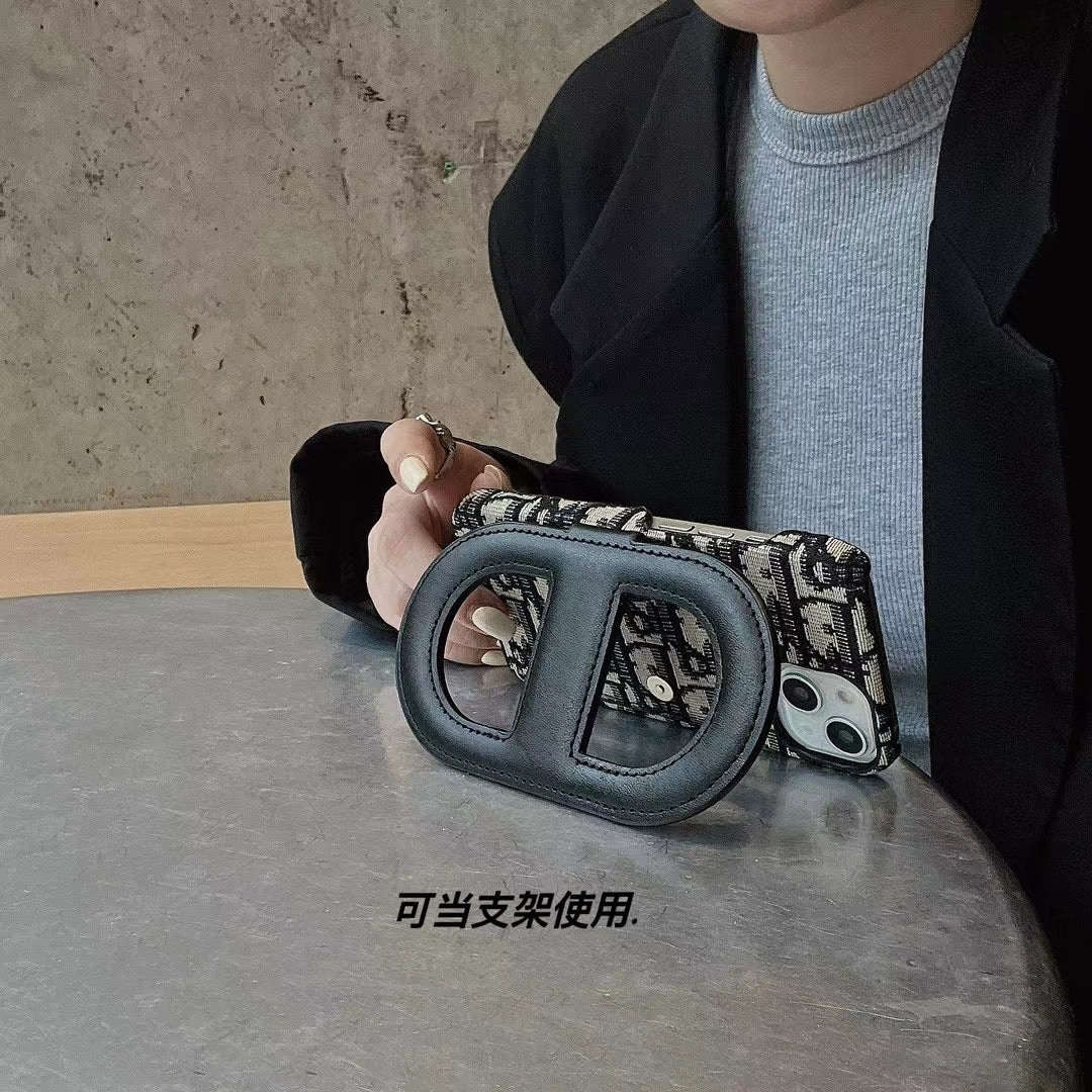 Dior Iconic Luxury iPhone Case with Card Pocket held in hand