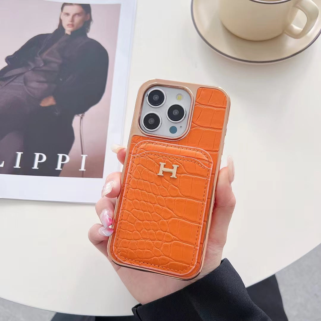 Hermes Luxe iPhone Case with Card Case