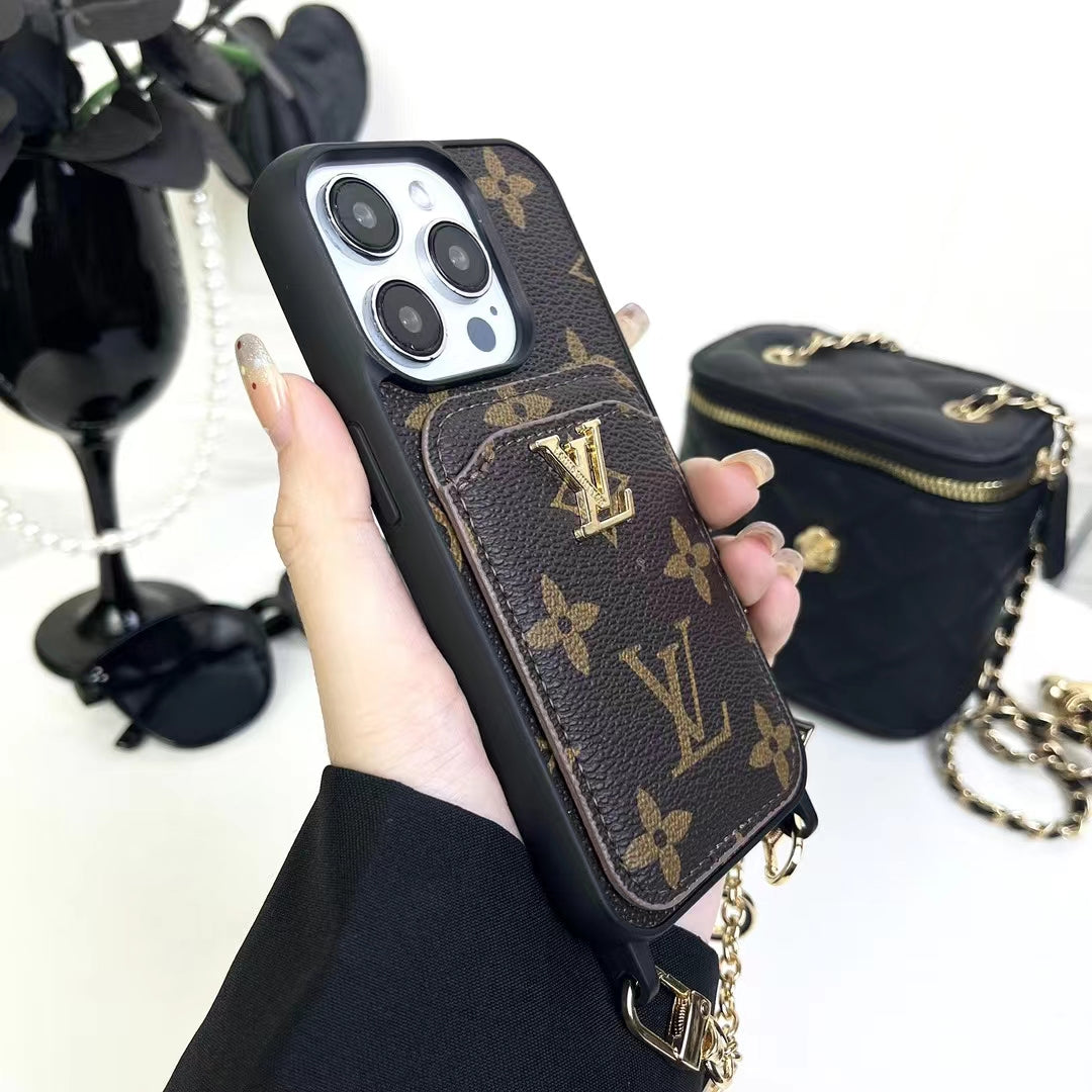 LV LuxeGrip Envelope Phone Case Chic with Chain Charm