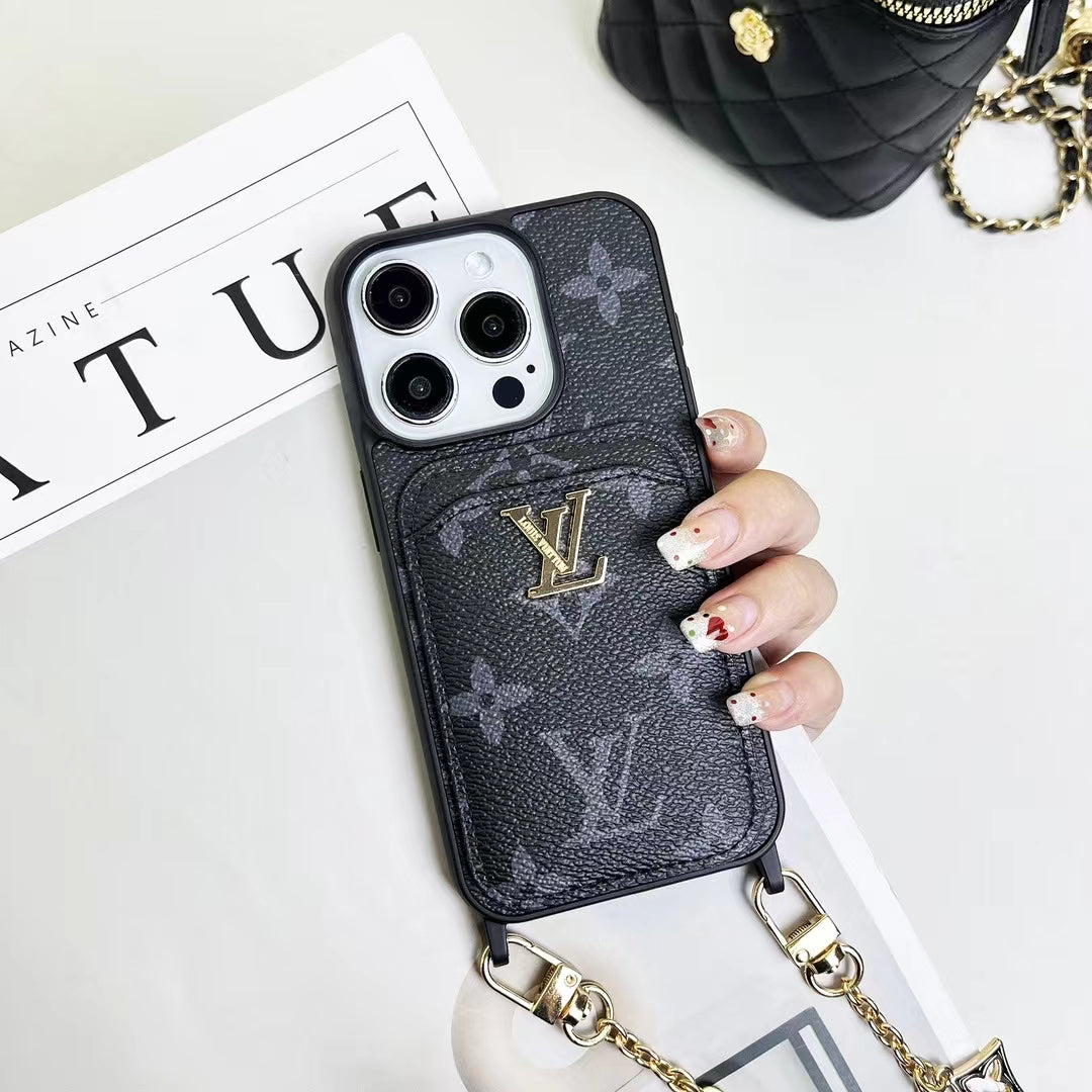 LV LuxeGrip Envelope Phone Case Chic with Chain Charm