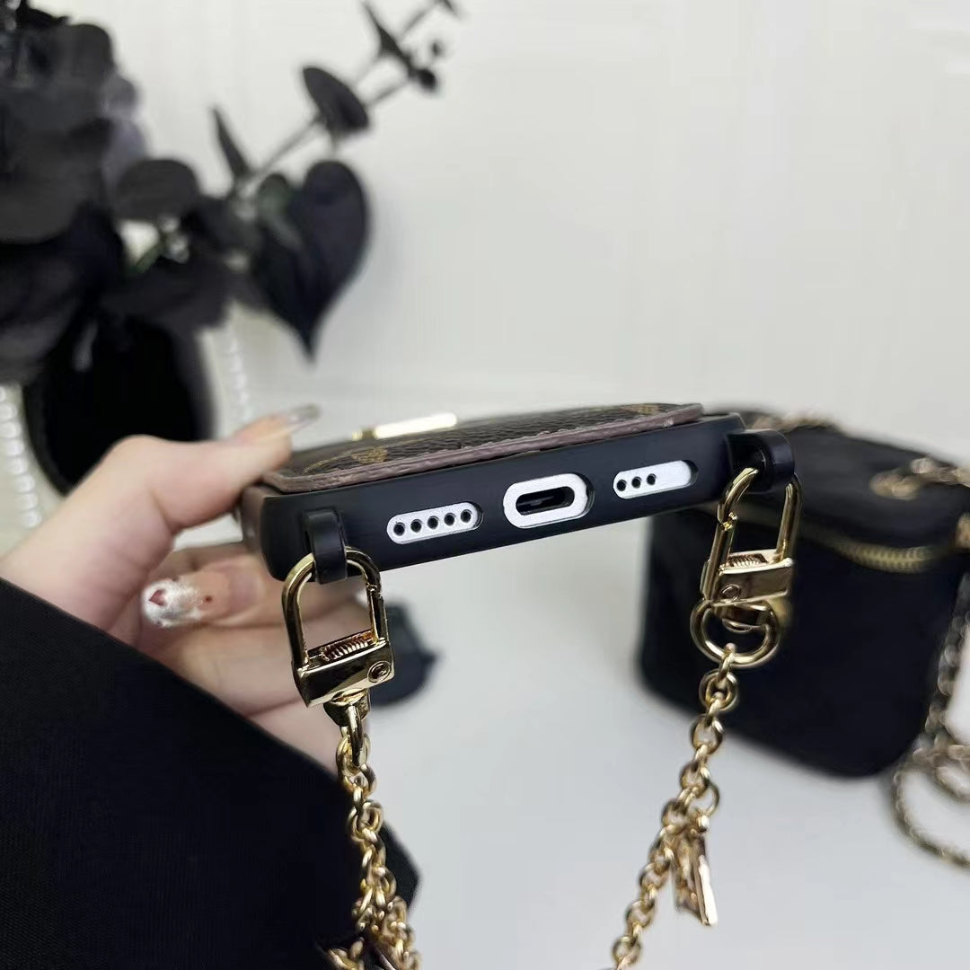 LV LuxeGrip Envelope Phone Case Chic with Chain Charm