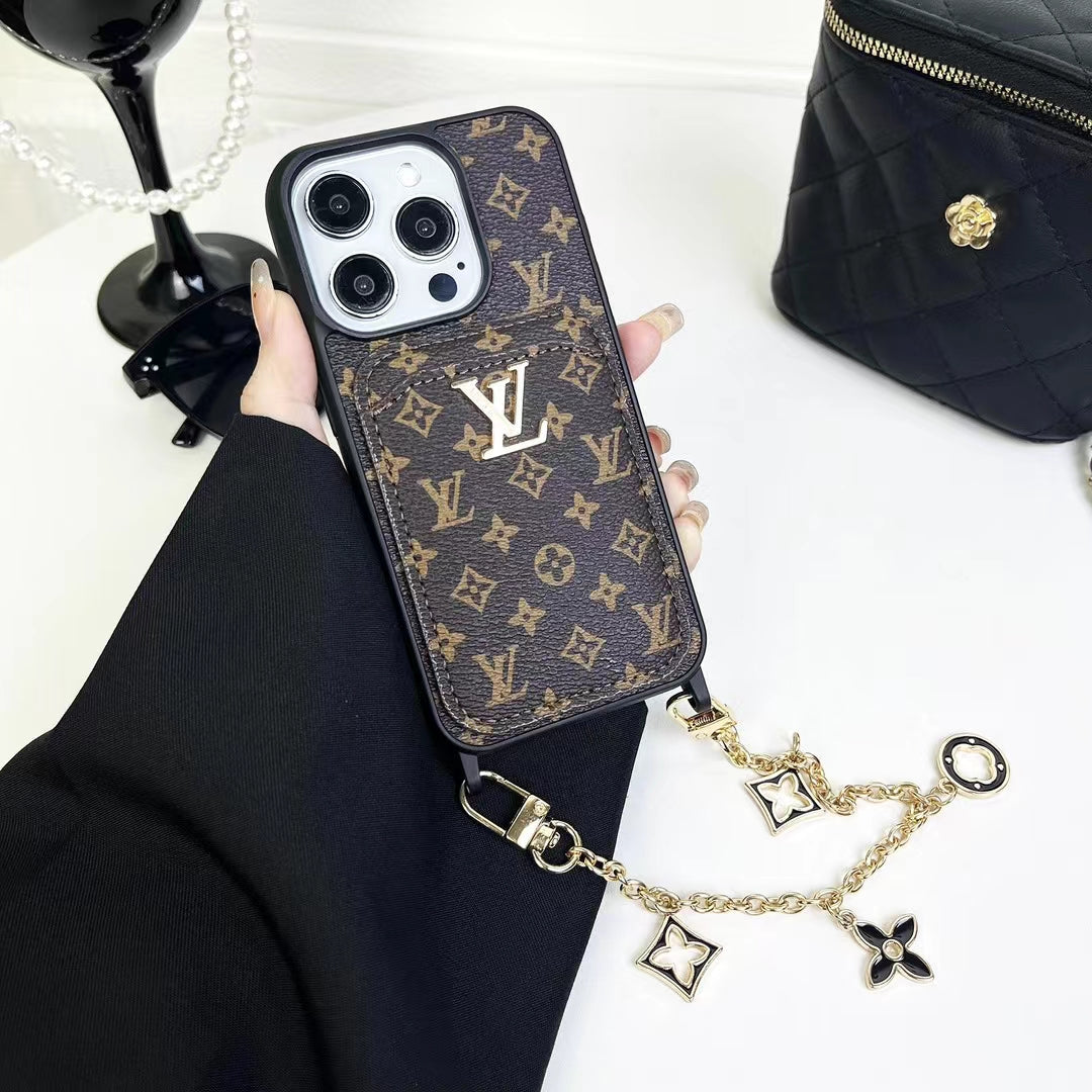 LV LuxeGrip Envelope Phone Case Chic with Chain Charm