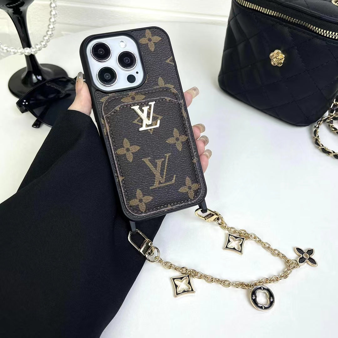 LV LuxeGrip Envelope Phone Case Chic with Chain Charm