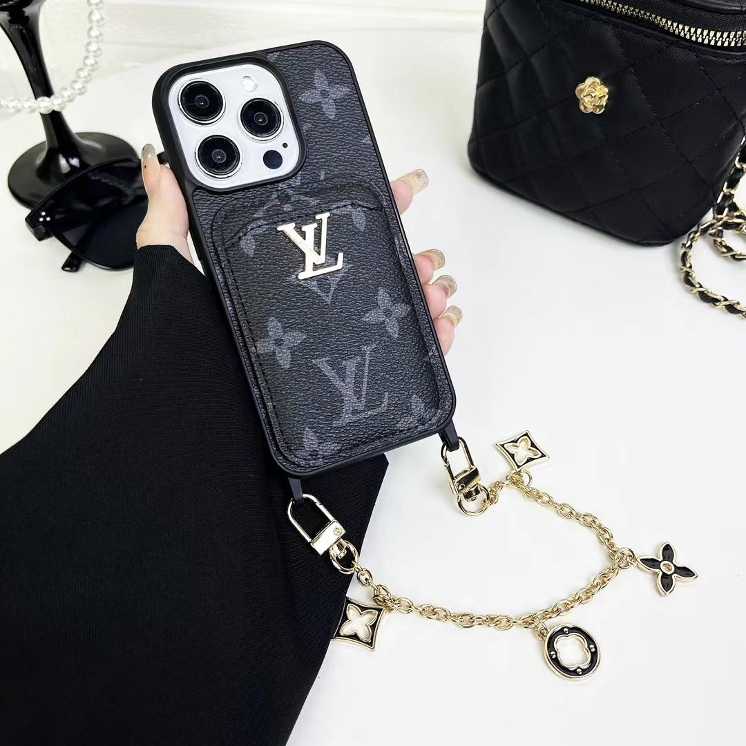 LV LuxeGrip Envelope Phone Case Chic with Chain Charm