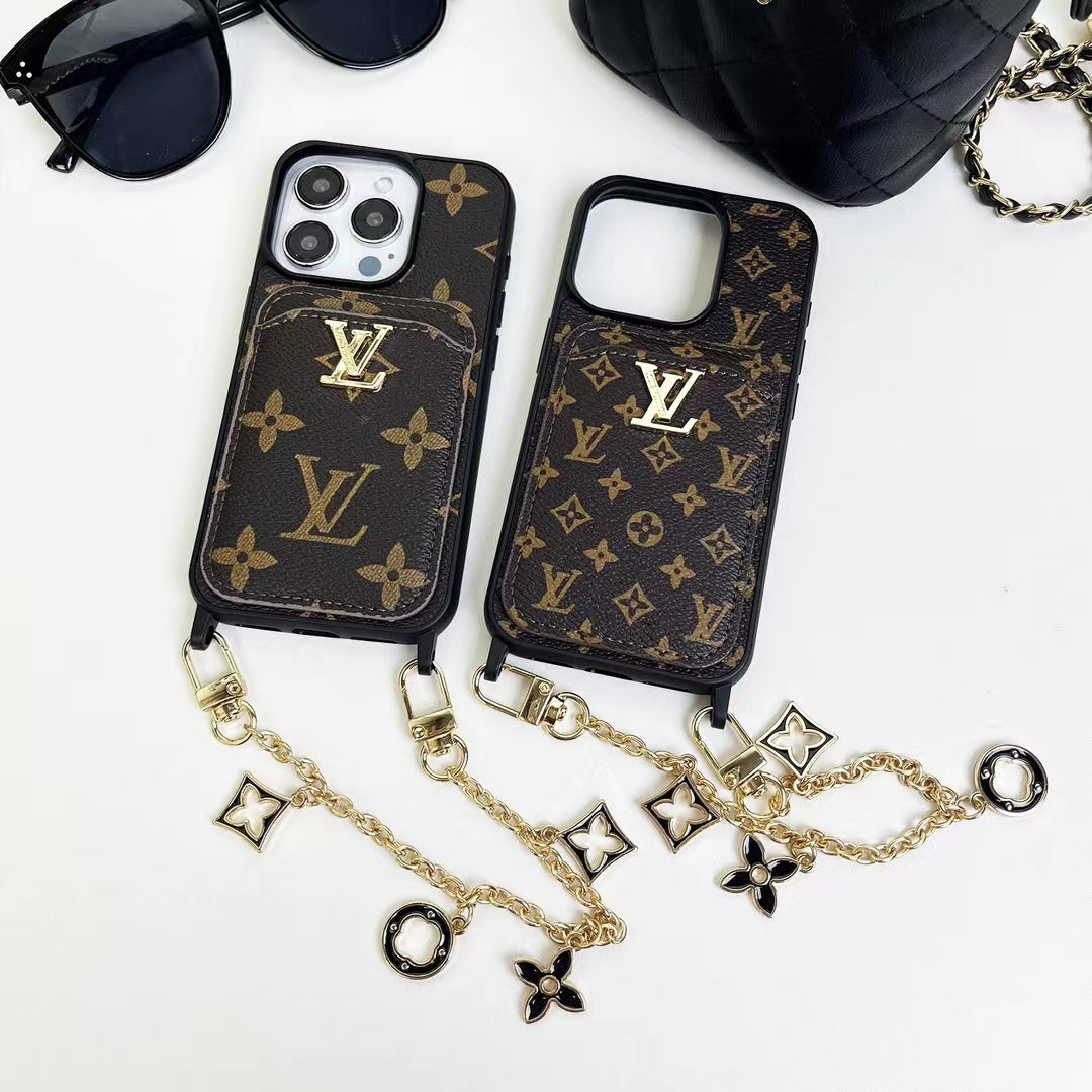 LV LuxeGrip Envelope Phone Case Chic with Chain Charm