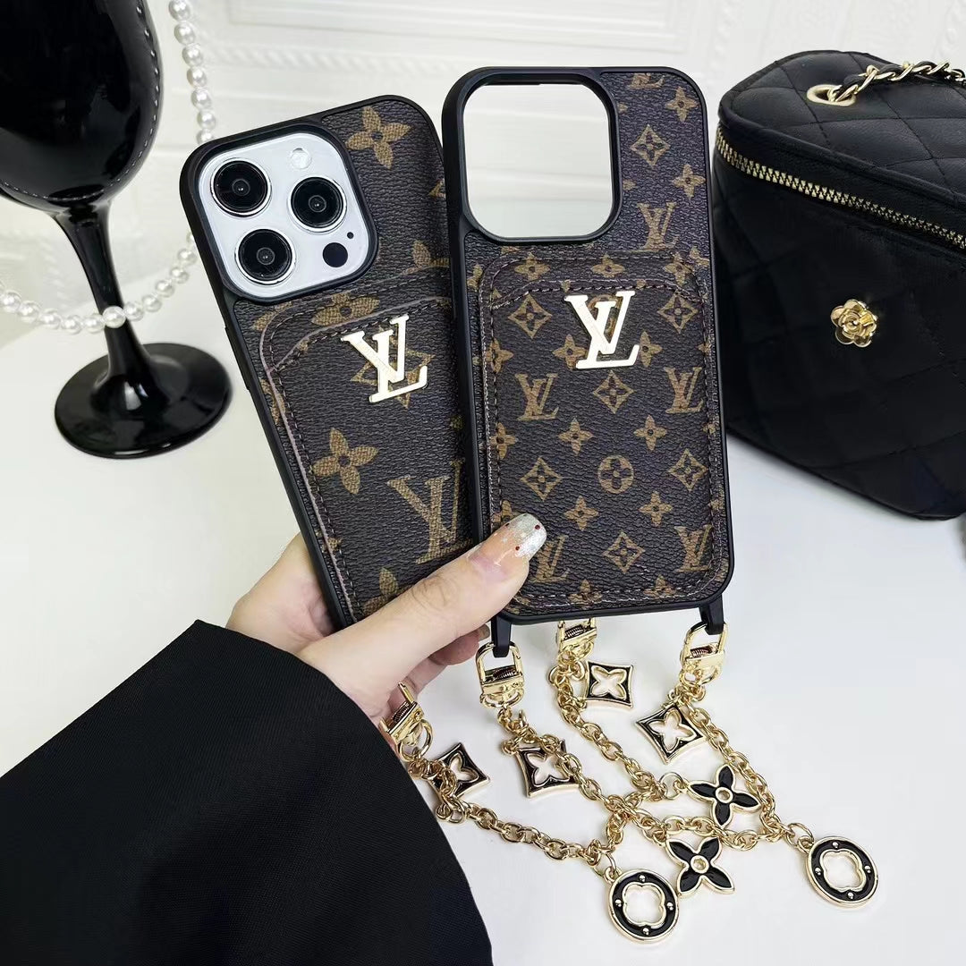 LV LuxeGrip Envelope Phone Case Chic with Chain Charm
