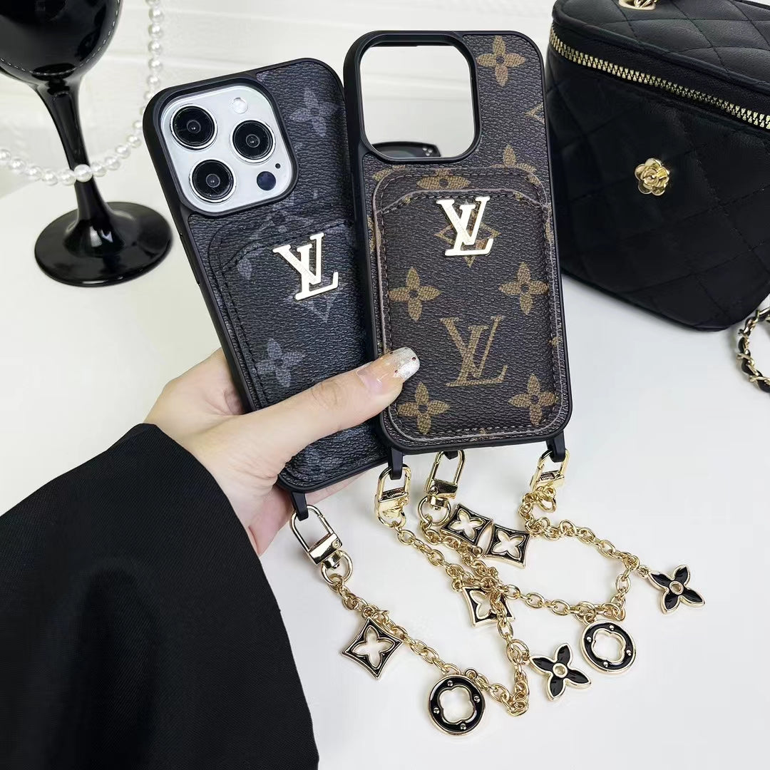 LV LuxeGrip Envelope Phone Case Chic with Chain Charm