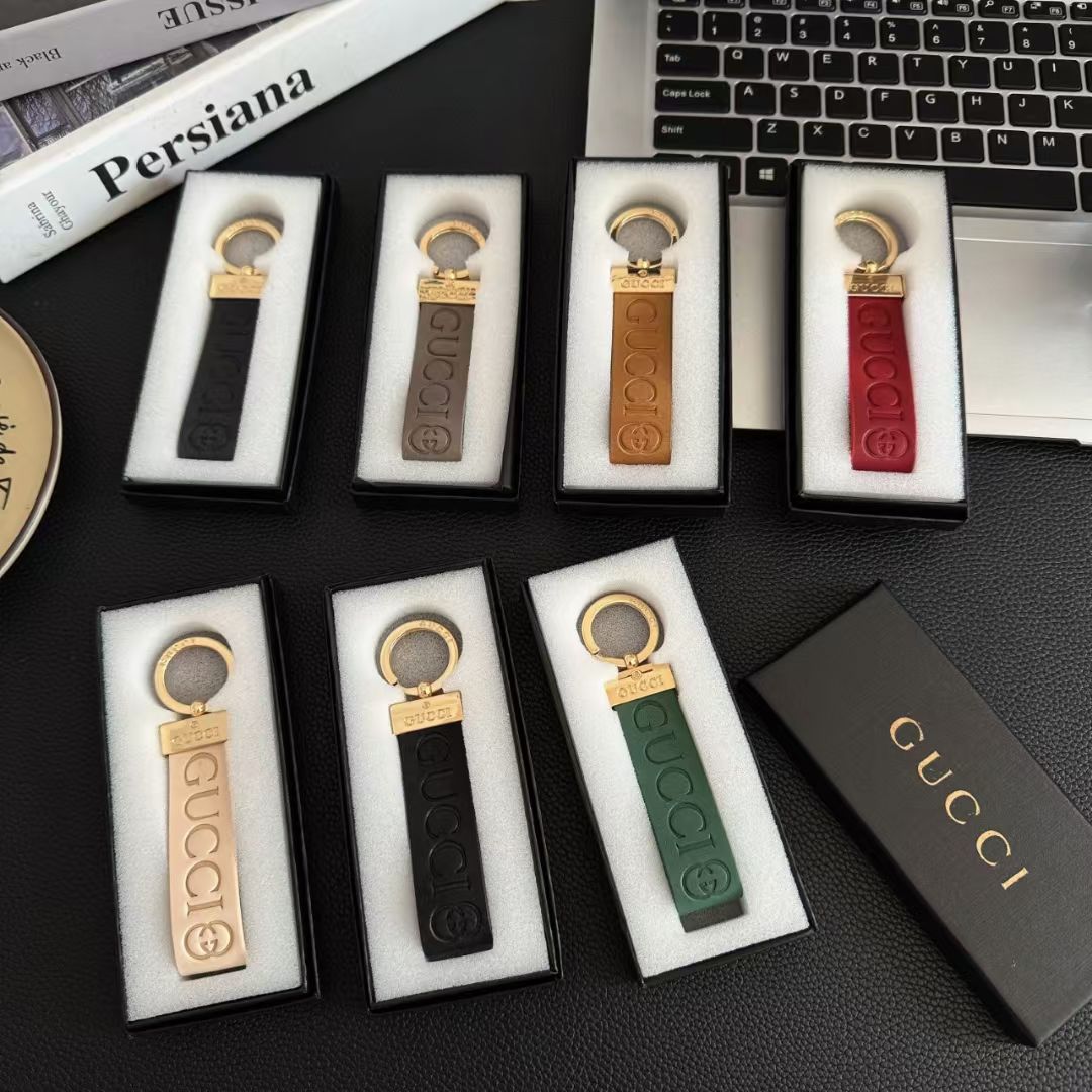 Gucci Leather Logo Keyring
