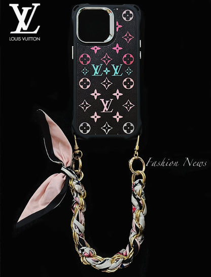 LV Embossed Leather Protective Case with Handgrip