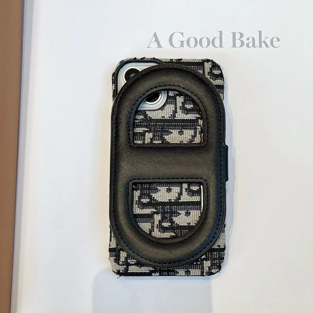 Close-up of the card pocket on the Dior Iconic Luxury iPhone Case