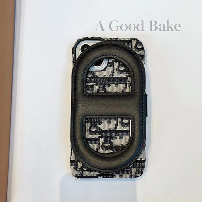 Close-up of the card pocket on the Dior Iconic Luxury iPhone Case