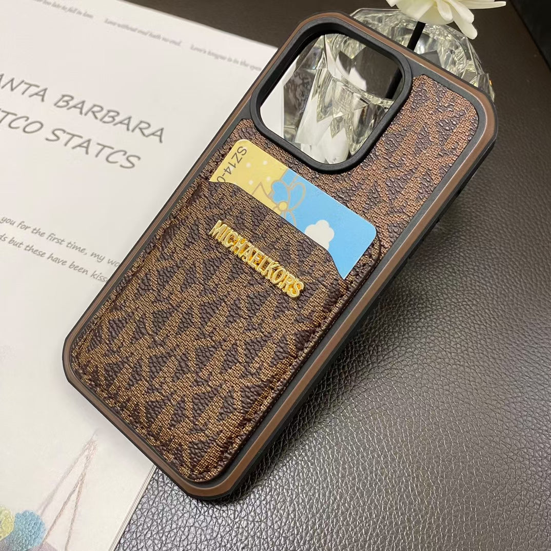 Michael Kors Signature Logo iPhone Case With Card Holder