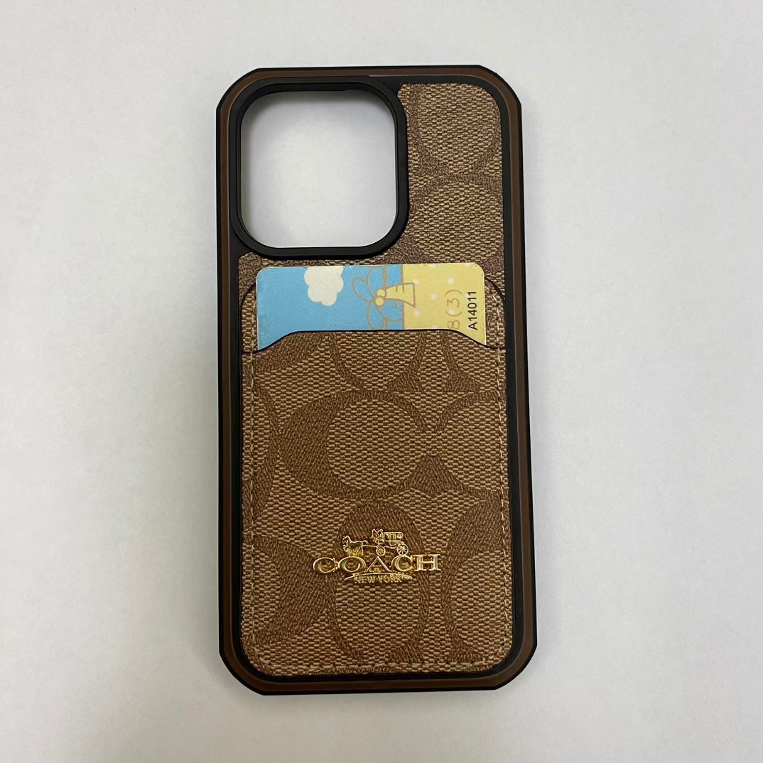 Coach Signature Logo iPhone Case With Wallet Card Holder