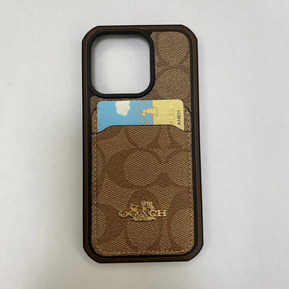 Coach Signature Logo iPhone Case With Wallet Card Holder