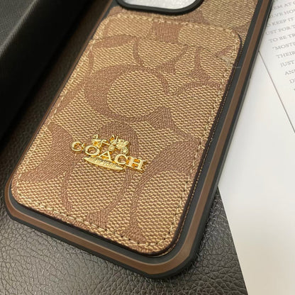 Coach Signature Logo iPhone Case With Wallet Card Holder