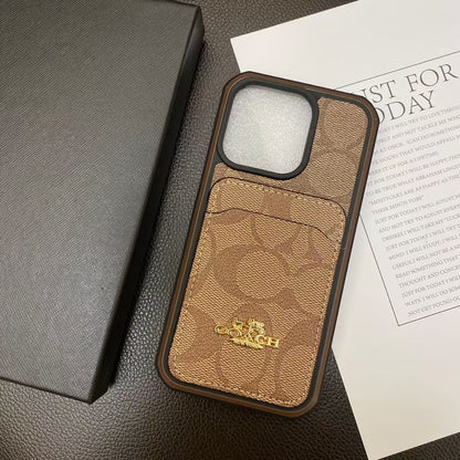 Coach Signature Logo iPhone Case With Wallet Card Holder