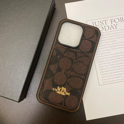 Coach Signature Logo iPhone Case With Wallet Card Holder