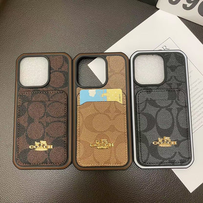 Coach Signature Logo iPhone Case With Wallet Card Holder