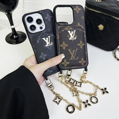 LV LuxeGrip Envelope Phone Case Chic with Chain Charm