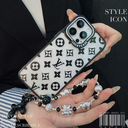 LuxeShield LV Monogram iPhone Case with Beaded Handgrip